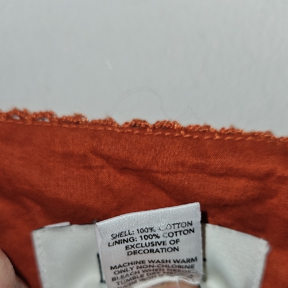 Ann Taylor Loft Rust Orange Embroidered Sleeveless Faux Wrap Front Top Size 12 - Picture 9 of 9